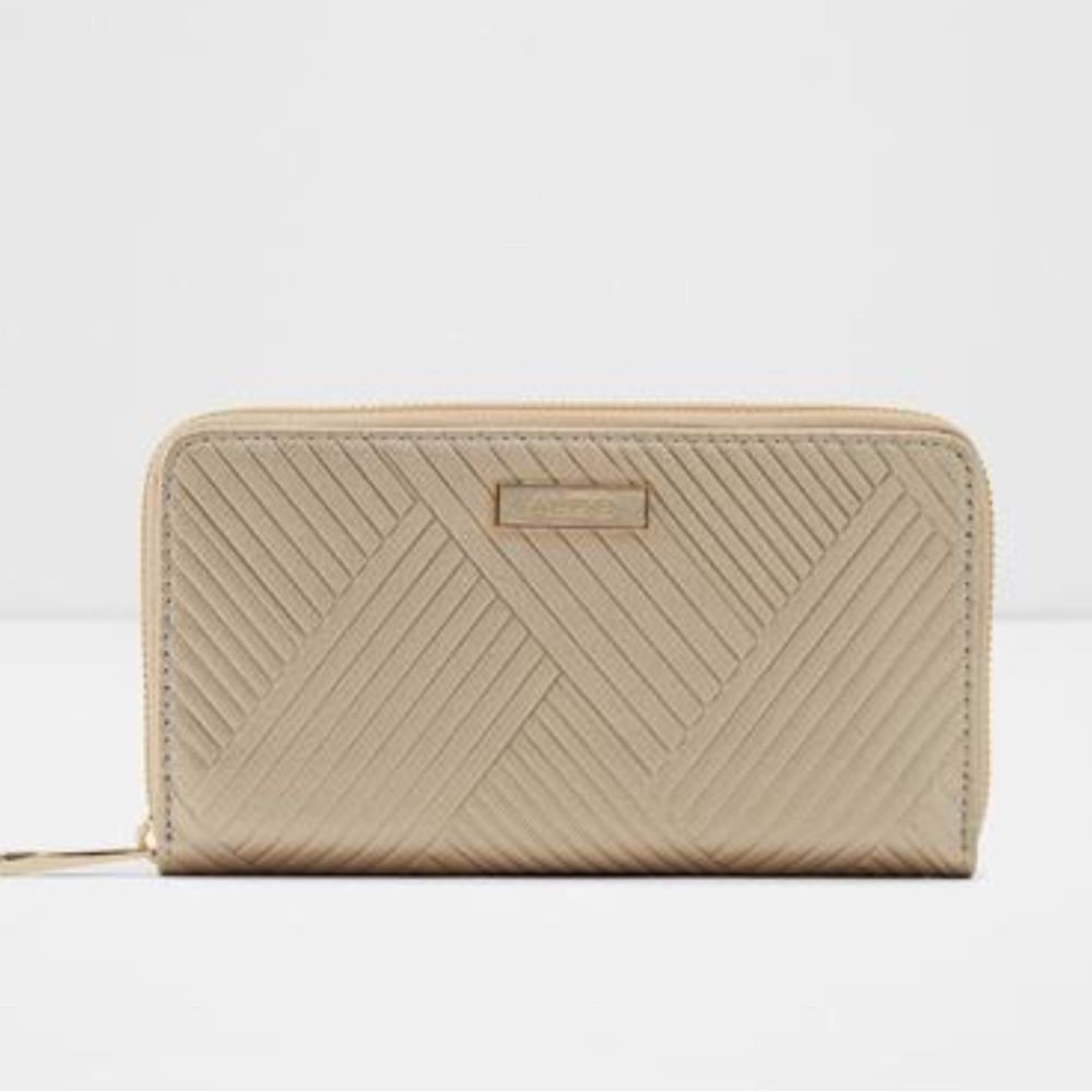 Aldo Textured Tan Wallet with Gold Finish